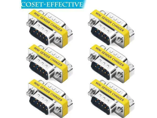 Alt view image 4 of 7 - 6 Pack DB9 Male to Male RS232 Serial Gender Changer, D-SUB 9Pin Serial Port Coupler Extender Adapter for PLC, POS, Testing Instruments & Industrial Equipment