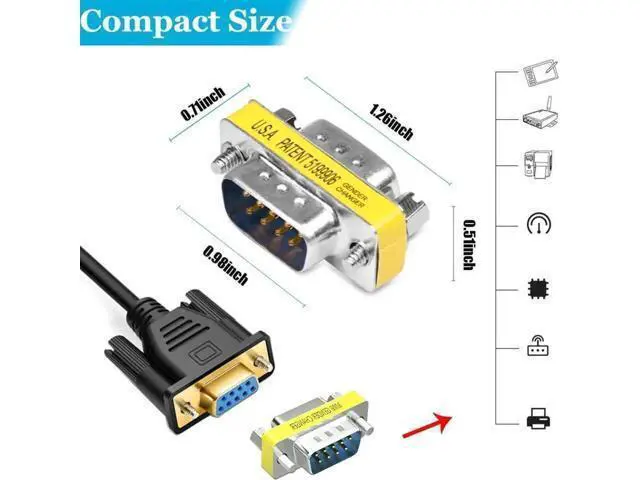 Alt view image 3 of 7 - 6 Pack DB9 Male to Male RS232 Serial Gender Changer, D-SUB 9Pin Serial Port Coupler Extender Adapter for PLC, POS, Testing Instruments & Industrial Equipment