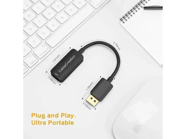 Alt view image 6 of 7 - CableCreation Active DisplayPort 1.4 Male to HDMI 2.0 Female Adapter, Gold-Plated DP to HDMI Converter Supports HDR 4K@60Hz, 2K@144Hz, 1080P@144Hz, AMD Eyefinity Multi-Display
