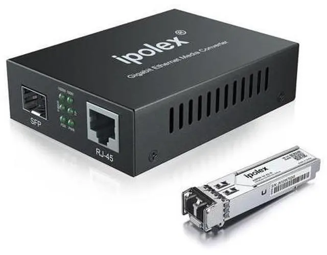 Main image of Gigabit Multi-Mode LC Fiber to Ethernet Media Converter with SFP SX Module, 1.25G Fiber to Copper RJ45, 1000Base-SX to 10/100/1000Base-TX, MMF, Transmission up to 550 meters/1804 ft