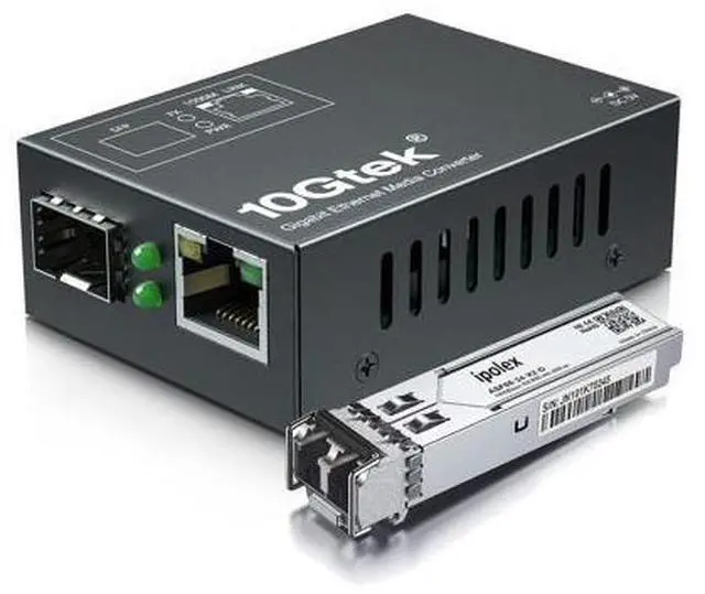 Main image of Gigabit Multi-Mode LC Fiber to Ethernet Media Converter | Includes A SFP SX Module, MMF, up to 550-m | 10/100/1000M RJ45 to 1000Base-SX SFP | Mini Size 2.71''*1.96''*0.98'' | Plug and Play