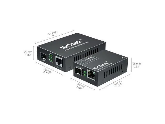 Alt view image 2 of 6 - Gigabit Multi-Mode LC Fiber to Ethernet Media Converter | Includes A SFP SX Module, MMF, up to 550-m | 10/100/1000M RJ45 to 1000Base-SX SFP | Mini Size 2.71''*1.96''*0.98'' | Plug and Play