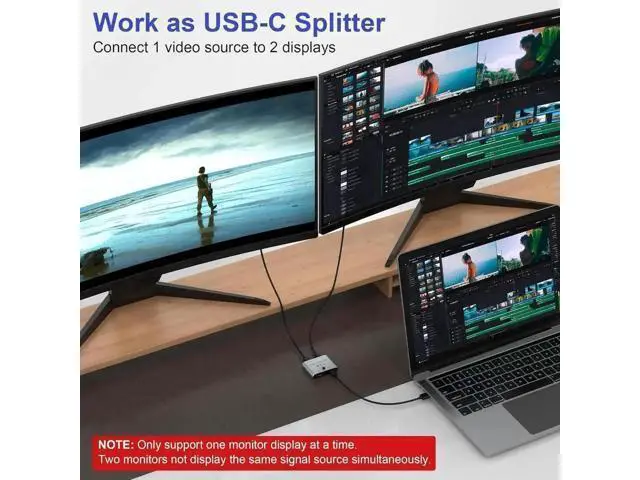 Alt view image 5 of 7 - Bi-Directional USB-C KVM Switch for 2 Computers, Support 8K@60Hz / 4K@144Hz Video, 10Gbps Data Transfer & 100W PD Charging, Includes Power Cable