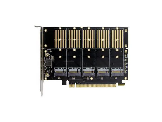 Alt view image 4 of 4 - PCIe 5 Port M.2 Key B SATA3.0 Expansion Card SSD Chip JMicron JMB585 PCI Express SATA M2 NVME PCI e Rise Converter Card Adapter