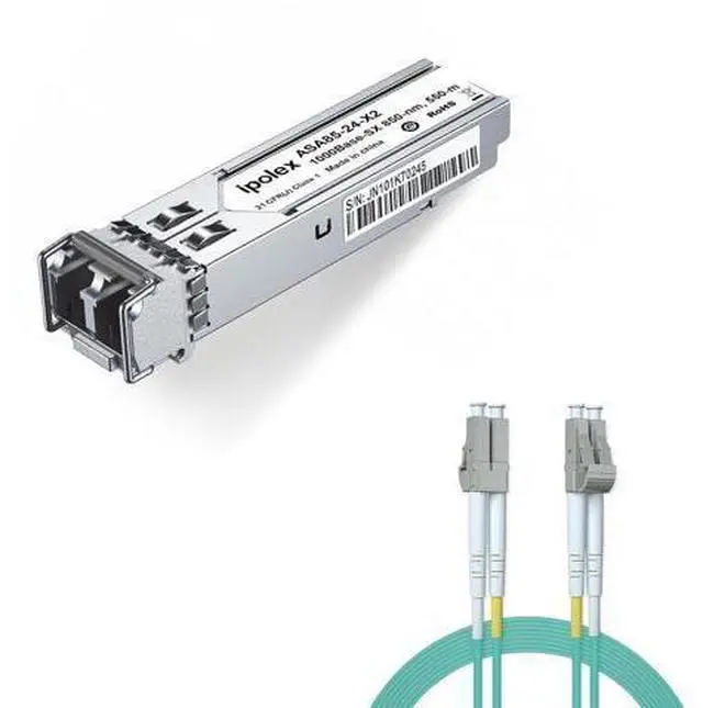 Main image of 1 Pack 1000BASE-SX SFP LC Transceiver and 1 Pack OM3 LC to LC Fiber Patch Cable Multimode Fiber Duplex - LSZH 30 Meter(98ft)