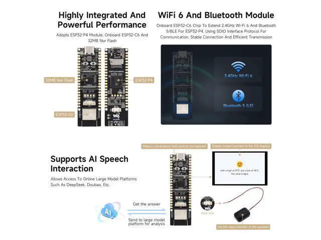 Alt view image 7 of 7 - ESP32-P4-WIFI6 High-Performance Development Board, Based On ESP32-P4 and ESP32-C6, Supports Wi-Fi 6 and Bluetooth 5/BLE, with Pre-soldered Headers