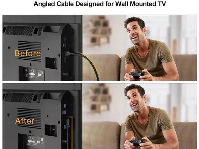 Alt view image 2 of 7 - 10FT 90 Degree Right Angle HDMI Male to Male Cable, Supports 4K@60Hz & 3D Ultra HD for TV Monitor Laptop Game Console