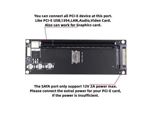 Alt view image 2 of 6 - Oculink SFF-8611/8612 to PCI-E 4.0 16X PCI Express Expansion Card Adapter with Extra SATA Power for External Graphics Card & SSD