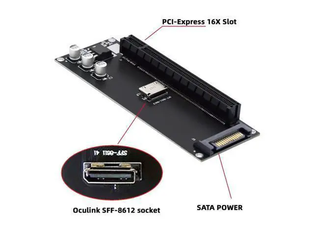 Alt view image 5 of 6 - Oculink SFF-8611/8612 to PCI-E 4.0 16X PCI Express Expansion Card Adapter with Extra SATA Power for External Graphics Card & SSD