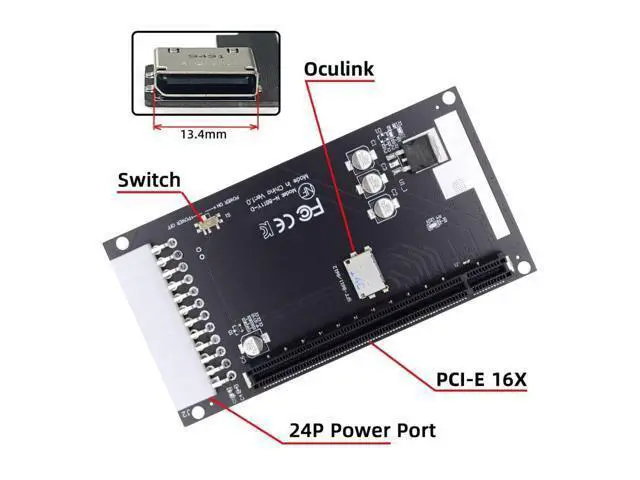 Alt view image 2 of 7 - Oculink SFF-8611/8612 4i to PCI-E 16X PCI Express Expansion Card Adapter with ATX 24Pin Power for External Graphics Card & SSD