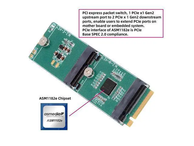 Alt view image 7 of 7 - Daul Port M.2 NVME Expansion Card Adapter,NVME M-Key 1 to 2 M-Key SSD/E-Key Wireless Card Adapter for 2230mm