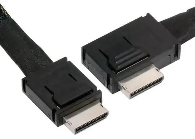 Main image of Left Angled 90° OCuLink PCIe 4.0 SFF-8611 4i to SFF-8611 Active Data Cable, 50cm High-Speed Extender for eGPU & NVMe SSD