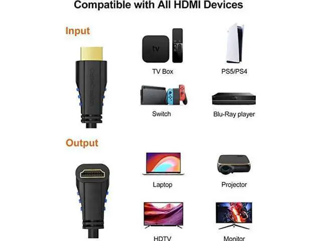 Alt view image 6 of 7 - 6FT 90 Degree Right Angle HDMI Male to Male Cable, 4K@60Hz 3D Ultra HD Cord for TV Monitor Laptop