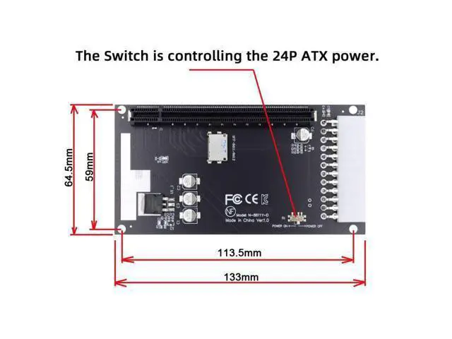 Alt view image 5 of 7 - Oculink SFF-8611/8612 4i to PCI-E 16X PCI Express Expansion Card Adapter with ATX 24Pin Power for External Graphics Card & SSD