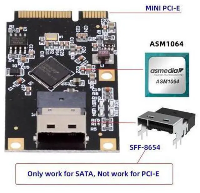 Alt view image 2 of 7 - MINI PCI-E Riser Card Adapter,MINI PCI-E to Slimline SFF-8654 SATA Hard Drive Expansion Card Adapter