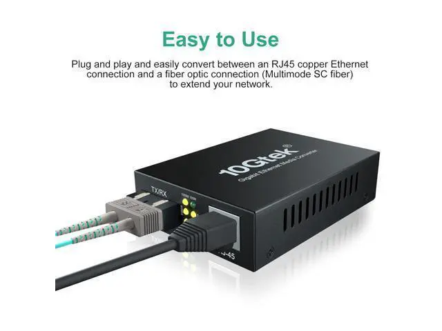 Alt view image 2 of 7 - Gigabit Multi-Mode SC Fiber to Ethernet Media Converter, Built-in SFP Fiber Module, 850nm, MMF, Duplex, up to 550 Meters, Dual SC Fiber to 10/100/1000Base-TX (UTP/STP/Cat5e/Cat6 RJ45)