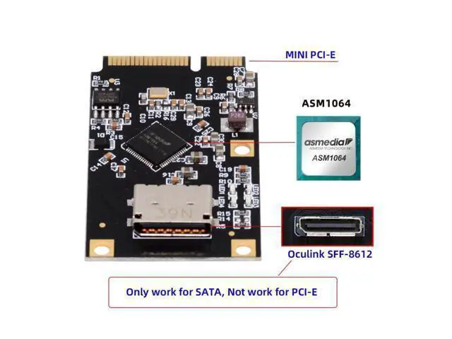 Alt view image 2 of 7 - MINI PCI-E Riser Card Adapter,MINI PCI-E to Oculink SFF-8612 SATA Hard Drive Expansion Card Adapter