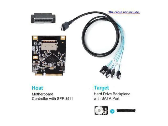Alt view image 5 of 7 - MINI PCI-E Riser Card Adapter,MINI PCI-E to Oculink SFF-8612 SATA Hard Drive Expansion Card Adapter