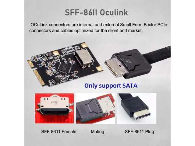 Alt view image 7 of 7 - MINI PCI-E Riser Card Adapter,MINI PCI-E to Oculink SFF-8612 SATA Hard Drive Expansion Card Adapter