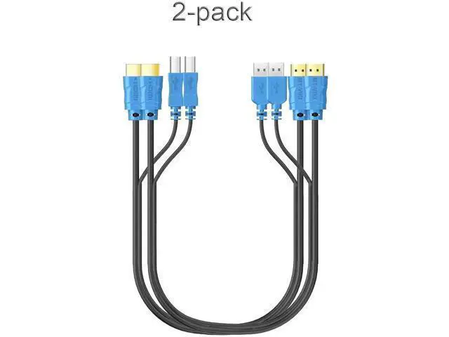 Alt view image 2 of 7 - MT-VIKI 2 Pack 10FT USB HDMI KVM Cable, 4K HDMI USB A to USB B Twin Cord Compatible with Standard KVM Switch