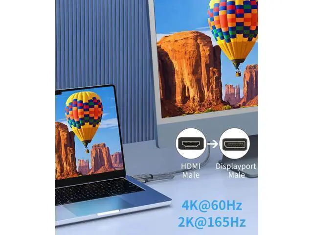 Alt view image 5 of 7 - 1.05M HDMI Male to DP Male Cable with USB Power, 4K@60Hz 2K@120Hz 1080P@165Hz for PS5, Xbox, Laptops