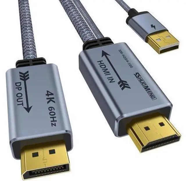 Main image of 3.3FT HDMI Male to DP Male Cable with USB Power, 4K@60Hz 2K@120Hz 1080P@165Hz for PS5, Xbox, Switch, Laptop
