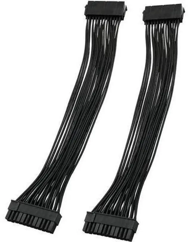 Main image of 2-Pack 32cm (12.6 Inch) 24Pin ATX Motherboard Extension Cable, Male to Female PSU Power Extender for PC Internal Wiring