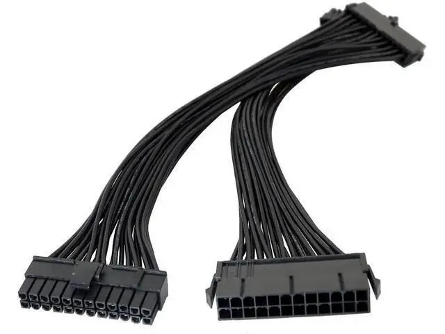 Alt view image 4 of 5 - 2-Pack 32cm (12.6 Inch) 24Pin ATX Motherboard Extension Cable, Male to Female PSU Power Extender for PC Internal Wiring