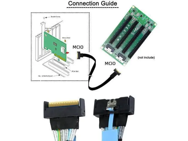 Alt view image 2 of 7 - 50cm PCIe 5.0 MCIO Extension Cable, Mini Cool Edge IO SFF-8654 8i 74Pin Male to Male Slimline SAS Server Storage Interconnect Cable