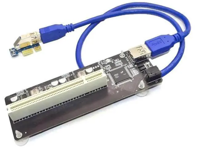 Alt view image 2 of 3 - PCIe x1 to PCI Adapter Riser Card with USB 3.0 Cable, ASM1083 Chipset for Desktop PC