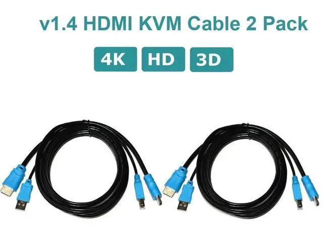 Alt view image 3 of 7 - MT-VIKI 2 Packs 10FT 4K USB HDMI KVM Twin Cable, USB A + HDMI to USB B Integrated Cord for Standard KVM Switches
