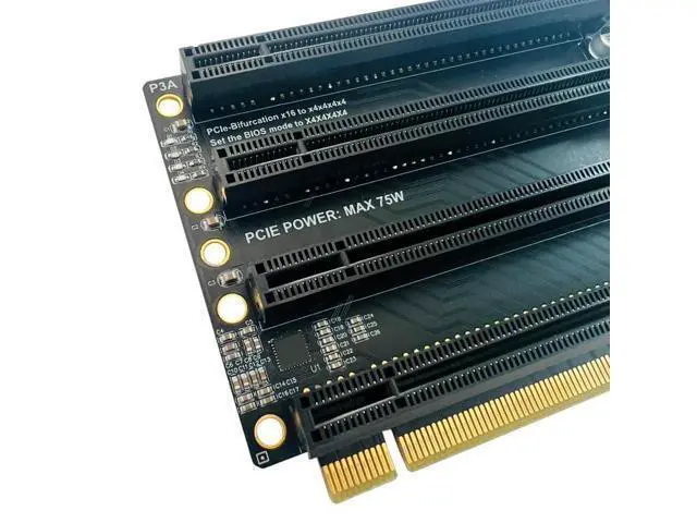 Alt view image 2 of 5 - Sintech PCI-e 3.0 16X to 4 Ports PCIe 4X/16X Expansion Card,PCIe Bifurcation x16 to x4x4x4x4 Split Card with SATA Power Port