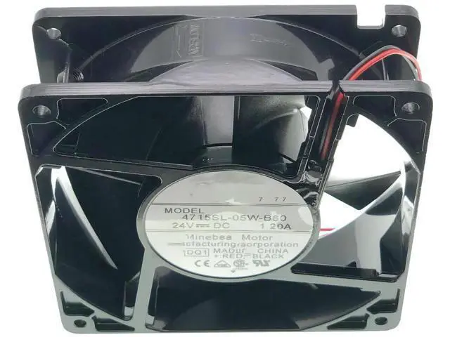 Alt view image 2 of 7 - 4715SL-05W-B60 Industrial Cooling Fan, DC24V 1.2A 28.8W, 120×120×38mm 4700RPM 2-Wire Fan for Inverter