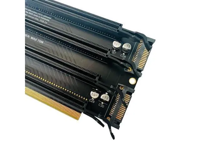 Alt view image 3 of 5 - Sintech PCI-e 3.0 16X to 4 Ports PCIe 4X/16X Expansion Card,PCIe Bifurcation x16 to x4x4x4x4 Split Card with SATA Power Port