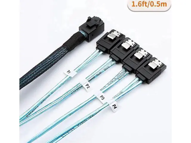 Alt view image 7 of 7 - Internal HD Mini SAS Cable 1M / 3.3FT, Internal HD Mini SAS (SFF-8643 Host) - 4X SATA (Target) Cable, SFF-8643 to 4X SATA Cable, SFF-8643 for Controller, 4 Sata Connect to Hard Drive