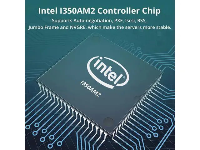 Alt view image 4 of 6 - 1.25G Gigabit Ethernet Converged Network Adapter (NIC) with Intel I350AM2 Controller - Compatible for Intel I350-T2, Dual Copper RJ45 Ports, PCI-E 2.1 X4