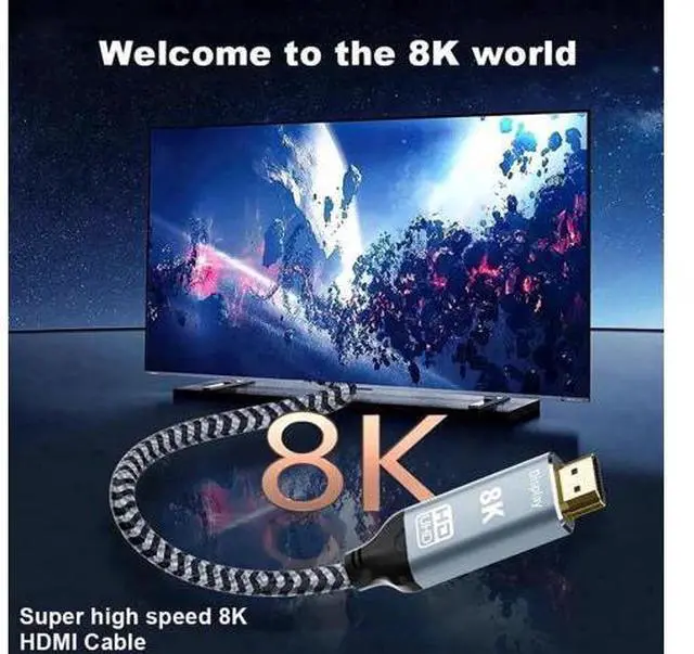 Alt view image 3 of 7 - 10FT USB-C to HDMI 2.1 Cable, Ultra High Speed Supports 8K@60Hz & 4K@240Hz, Thunderbolt 3/4 HDR HDCP 2.3 for MacBook iPad Pro Galaxy S23
