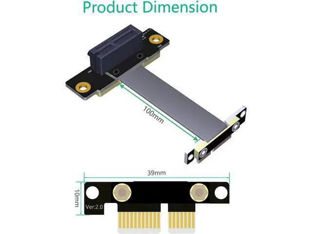 Alt view image 6 of 6 - Dual 90-Degree PCIe x1 to x1 Riser Ribbon Cable, PCI Express 1X Slot Extension Cord for Mining Machines