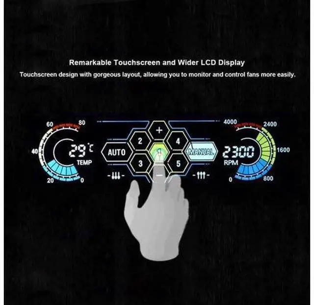 Alt view image 2 of 5 - 5.25 Inch Touch Screen PC Fan Speed Controller Front Panel, 5-Channel Cooling Regulator with Temperature Monitoring, RPM Display & Fan Failure Alarm