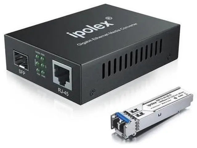 Main image of Gigabit Single-Mode LC Fiber to Ethernet Media Converter with SFP LX Module, 1.25G SFP Fiber to Copper RJ45, 1000Base-LX to 10/100/1000Base-TX, 1310nm, SMF, Transmission up to 20-KM
