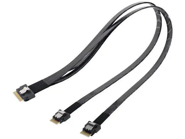 Alt view image 6 of 7 - 50cm PCIe 4.0 Ultraport Slimline SAS Fanout Cable, SFF-8654 8i 74Pin Host to Dual SFF-8654 4i 38Pin Target Server Storage Cable
