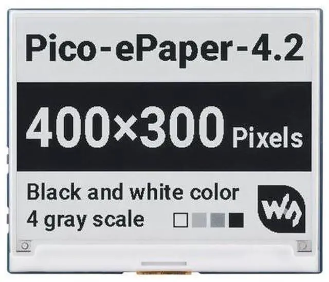 Main image of 4.2inch E-Paper E-Ink Display Module for Raspberry Pi Pico 400×300 Pixels Black/White with SPI Interface