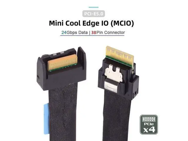 Alt view image 2 of 7 - Slimline SFF-8654 4i Male to PCI-E 5.0 MCIO 4i 38Pin SFF-TA-1016 Mini Cool Edge IO Male PCI Expansion Cable 0.5M