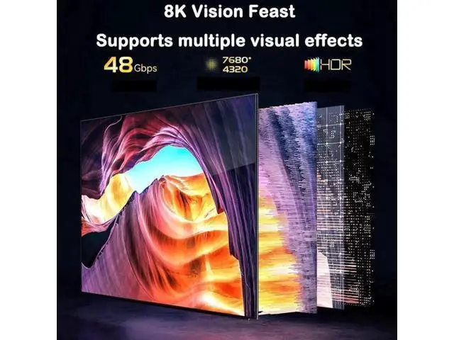 Alt view image 3 of 7 - 3.3FT Black Fiber Optic HDMI 2.1 Cable, 48Gbps Ultra High Speed Cord Supports 8K@60Hz Dynamic HDR eARC Dolby Atmos HDCP 2.2 & 2.3