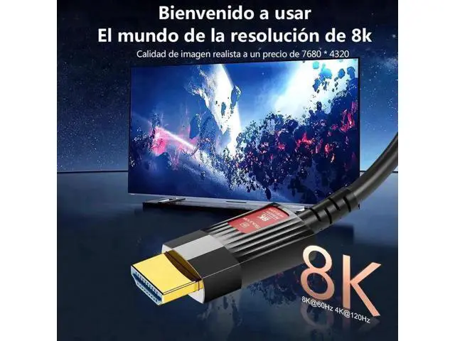 Alt view image 5 of 7 - 3.3FT Black Fiber Optic HDMI 2.1 Cable, 48Gbps Ultra High Speed Cord Supports 8K@60Hz Dynamic HDR eARC Dolby Atmos HDCP 2.2 & 2.3