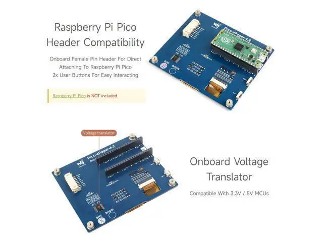 Alt view image 6 of 7 - 4.2inch E-Paper E-Ink Display Module for Raspberry Pi Pico 400×300 Pixels Black/White with SPI Interface