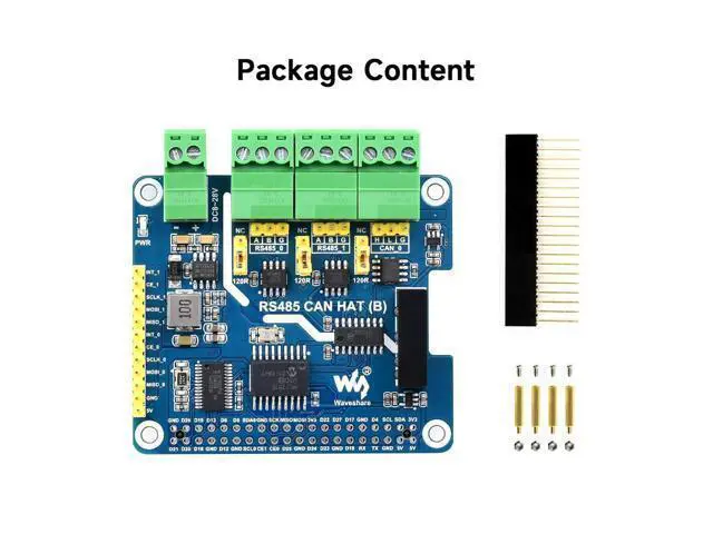 Alt view image 2 of 7 - Isolated RS485 CAN HAT B, Compatible with Raspberry Pi 5/4B/3B/Zero/Zero W/Zero 2W/Pico/Pico W/Pico WH, Type 2-Ch RS485 and 1-Ch CAN Multi Protections