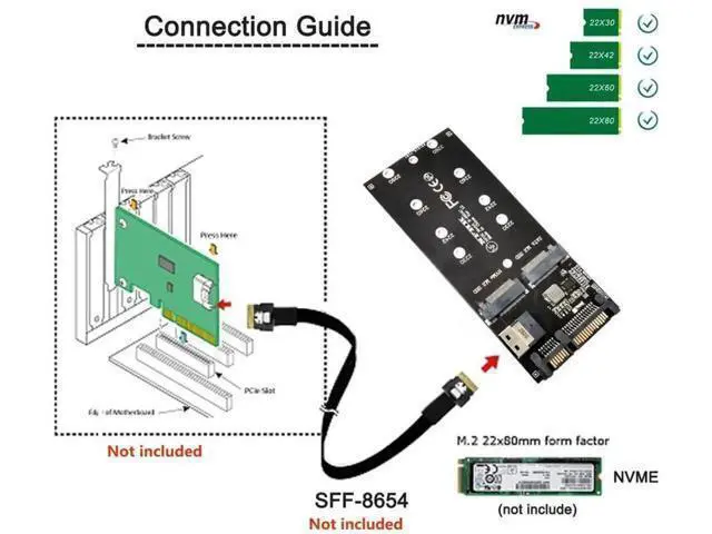 Alt view image 4 of 7 - 2-in-1 Combo Adapter: M.2 NVMe to SFF-8654 + NGFF SATA to SATA Port for Motherboard