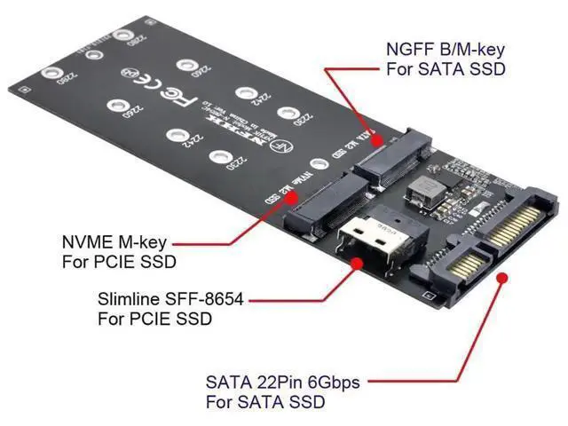 Alt view image 6 of 7 - 2-in-1 Combo Adapter: M.2 NVMe to SFF-8654 + NGFF SATA to SATA Port for Motherboard