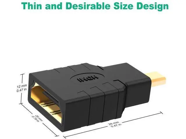 Alt view image 3 of 6 - 5 Pack Micro HDMI Male to Standard HDMI Female Adapter, Gold-Plated Converter Compatible with Cameras, Smartphones & Portable Devices